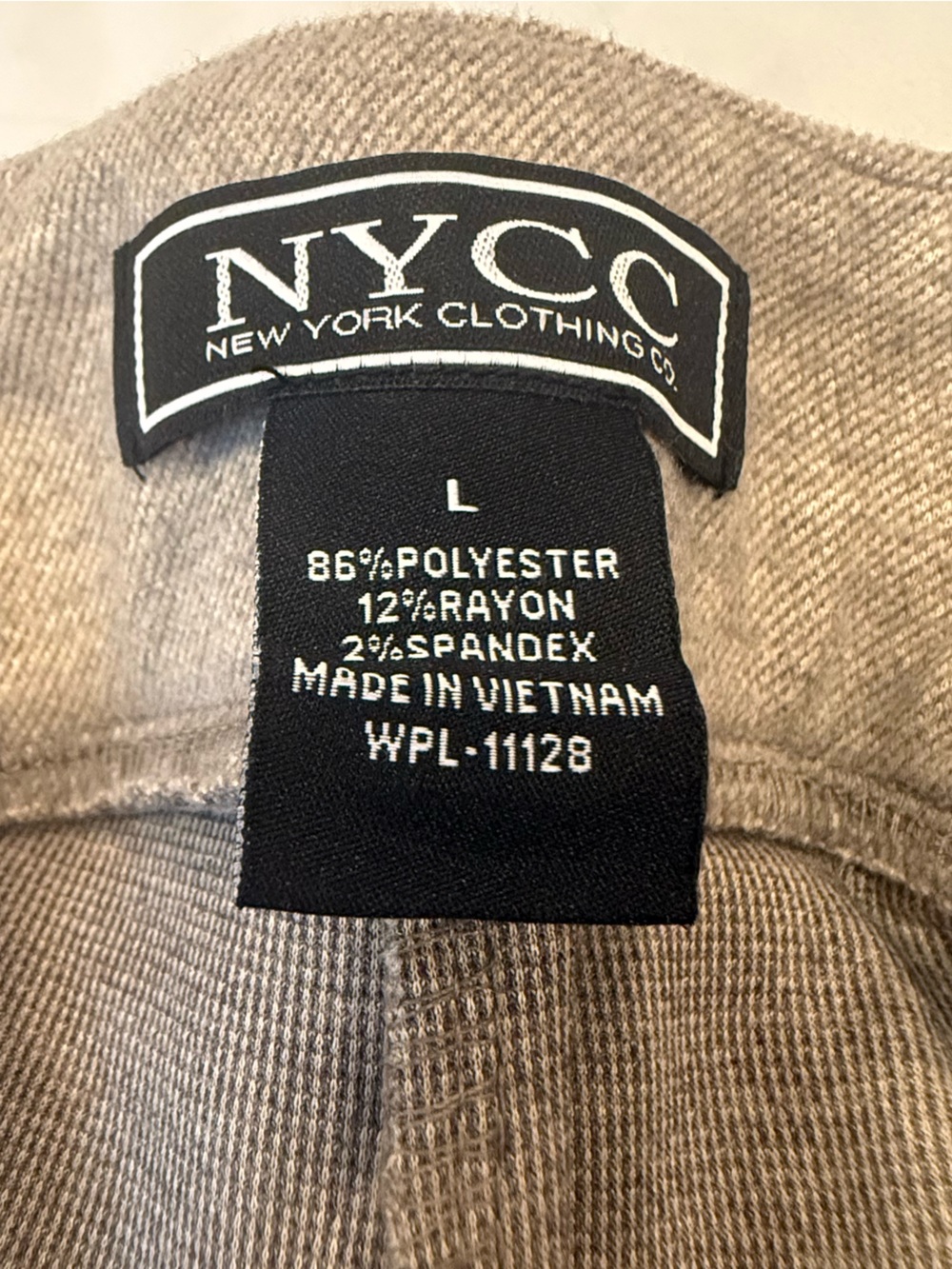 NYCC New York Clothing Co. Heather Taupe Knit Wide Leg Tie-Waist Pants L - Picture 3 of 4